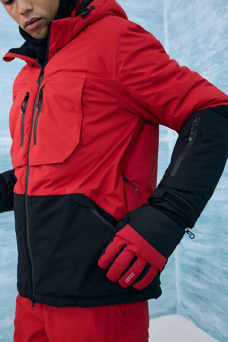 DeFacto Red Man Slim Fit Hooded Waterproof Ski Jacket Casual - Image 5